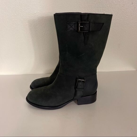 Cole Haan Charcoal Grey Leather Moto Boots - Picture 1 of 8